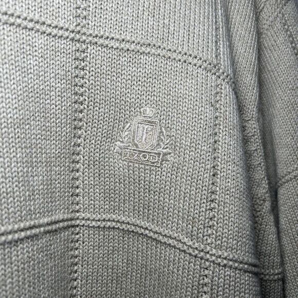 Izod Sweater Men's Large Beige Windowpane Knit Crewneck Pullover Australia NWOT - Picture 3 of 9